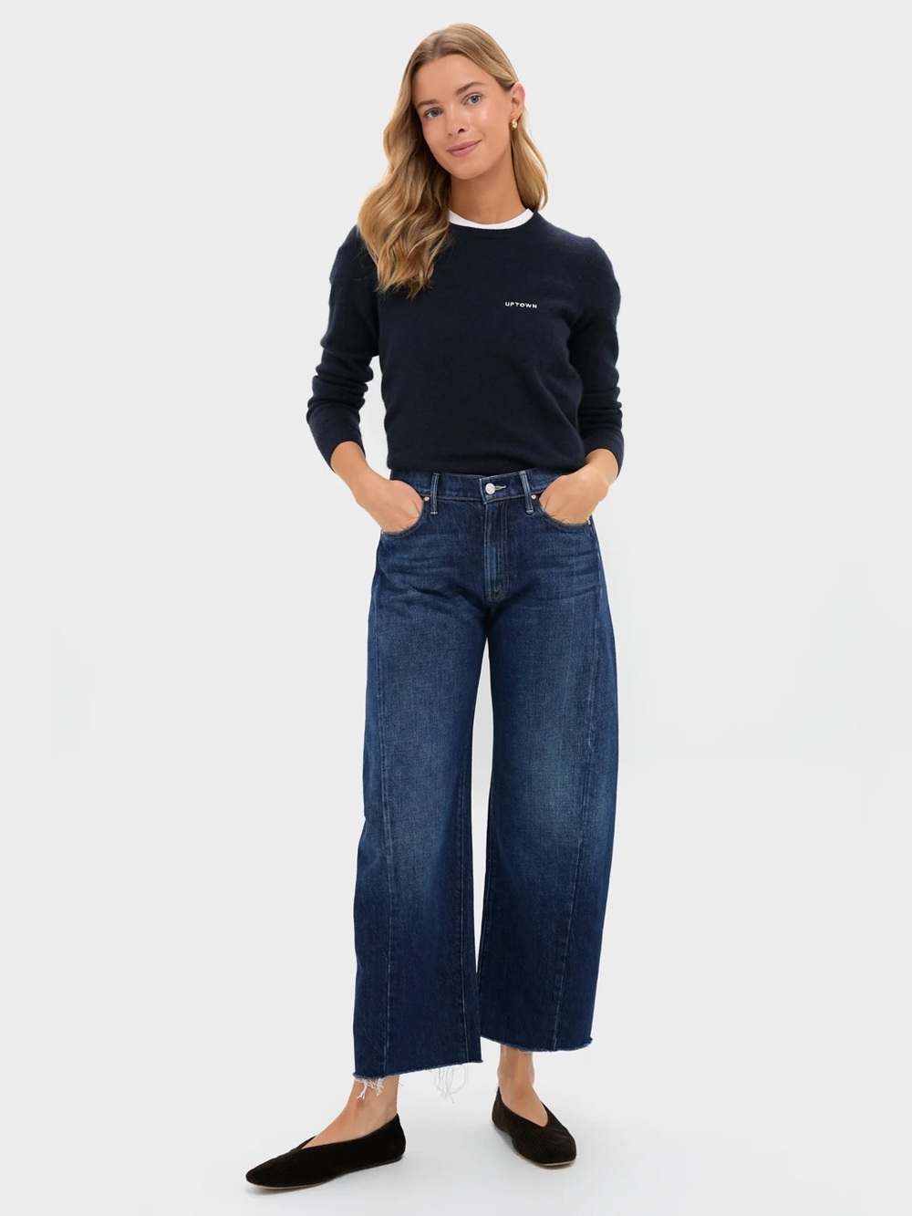 MOTHER The Mid Rise Full Pipe Flood Fray Jeans in Unplugged - Picture 5 of 9